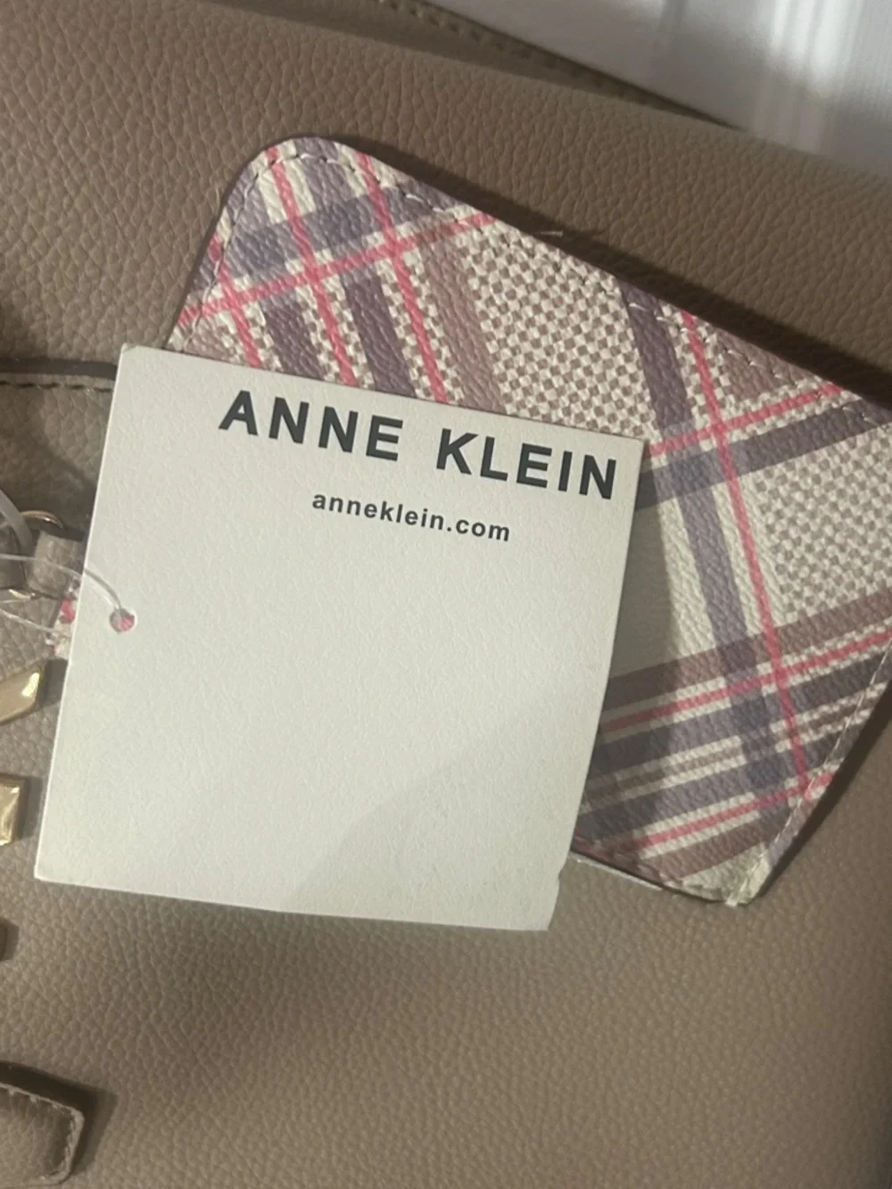 Anne Klein “Montana.” NWT Stone color. AKH4518. W/ coin purse.Turn lock in front